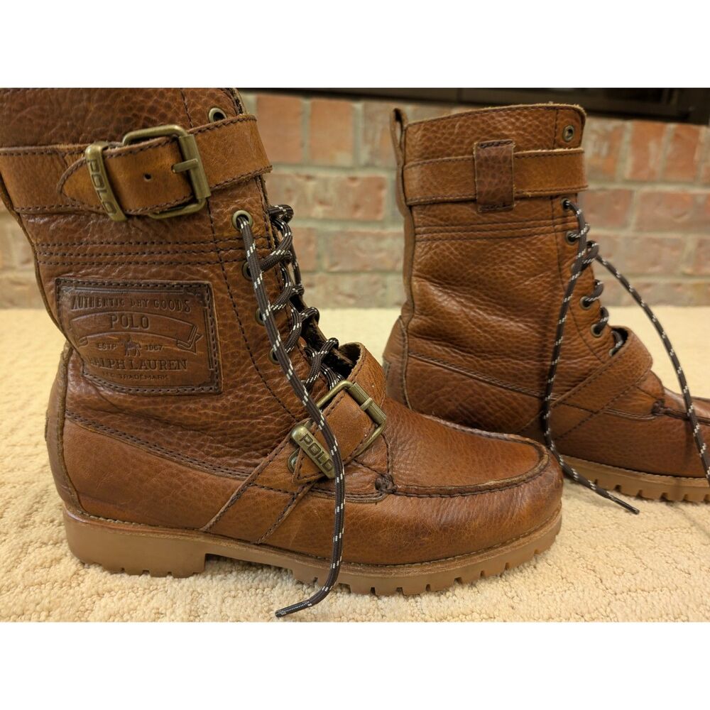 Polo Ralph Lauren Leather Boots Mens 8D Brown Authentic Dry Goods